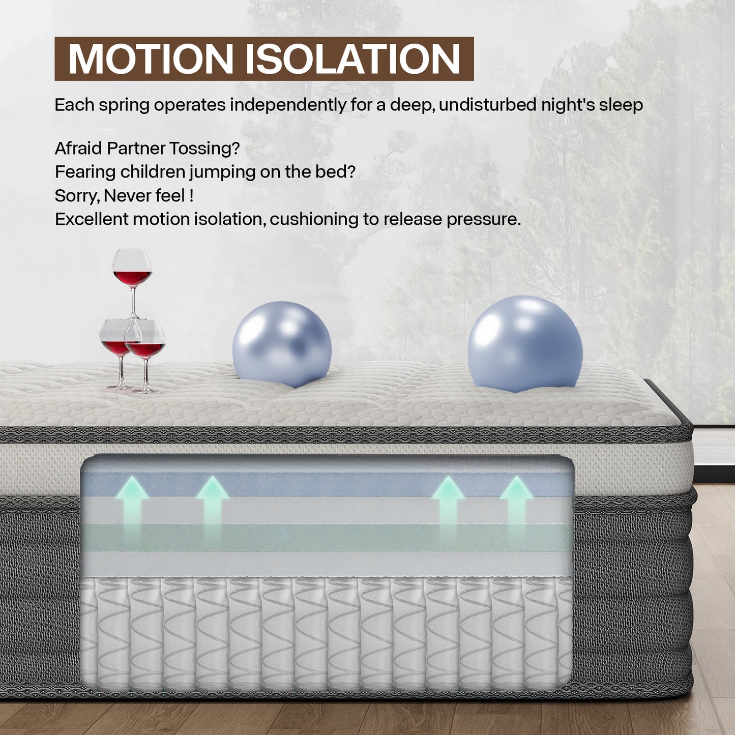 Dranite 12" King, Gel Infused Memory Foam and Pocket Spring Hybrid Mattress in a Box, Adult