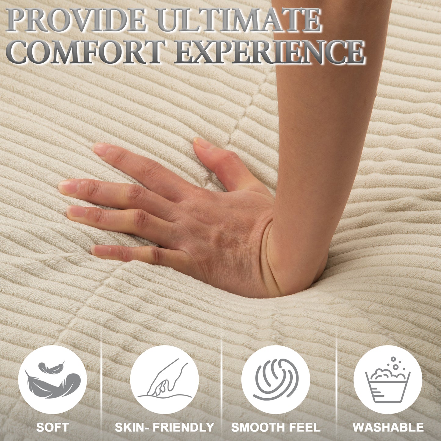 Dranite Oversized Modular Sectional Sofa, 94 inch L-Shaped Corduroy Couch with Movable Ottoman and 6 Seats