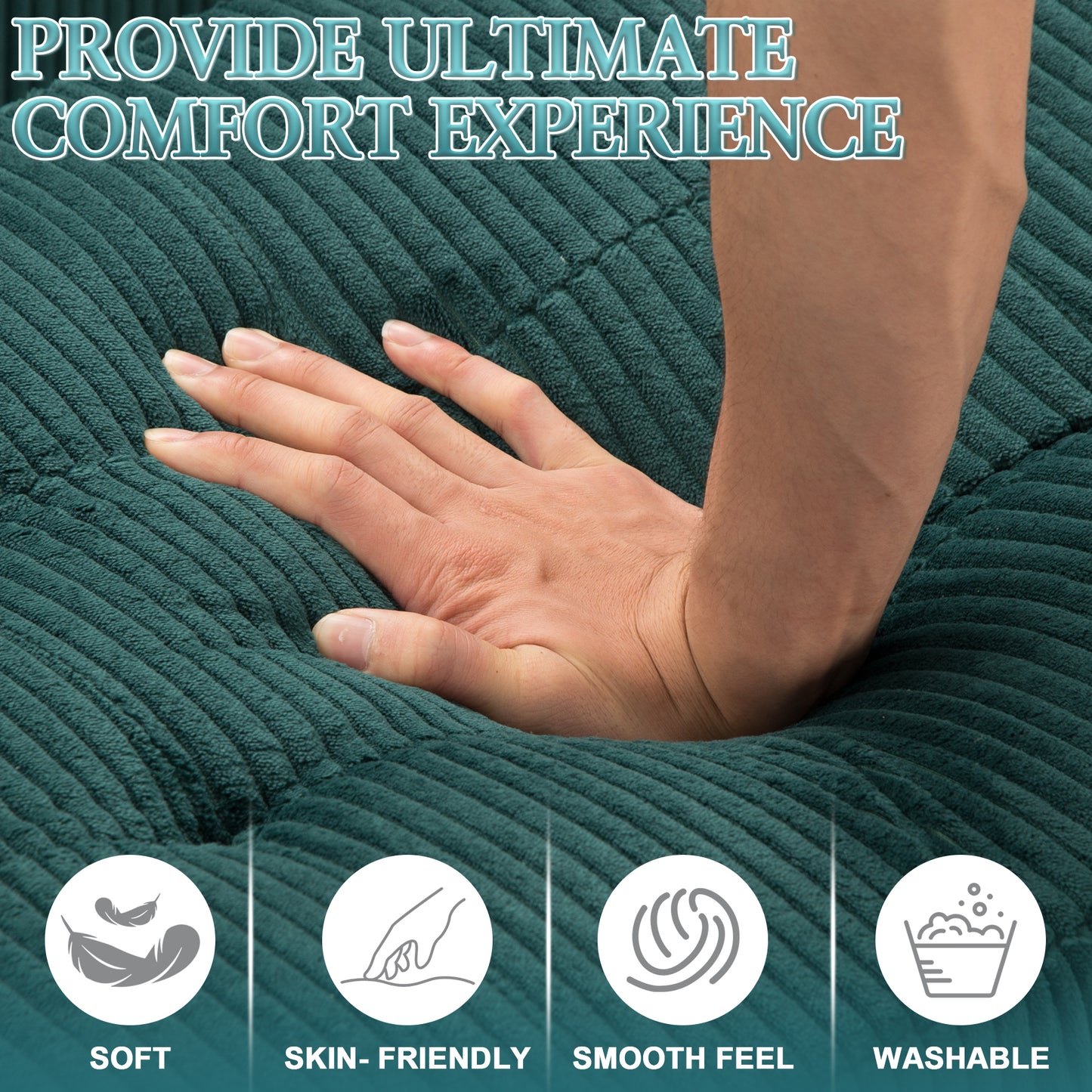 Dranite Oversized Modular Sectional Sofa, 94 inch L-Shaped Corduroy Couch with Movable Ottoman and 6 Seat