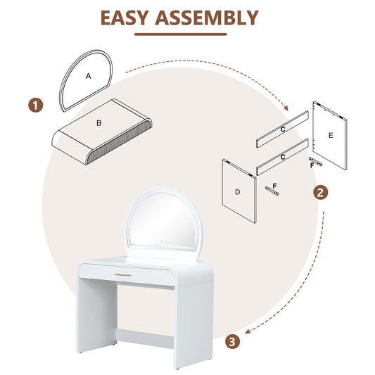 Dranite 39" Makeup Vanity Table with Mirror Touch Screen Lighted Mirror