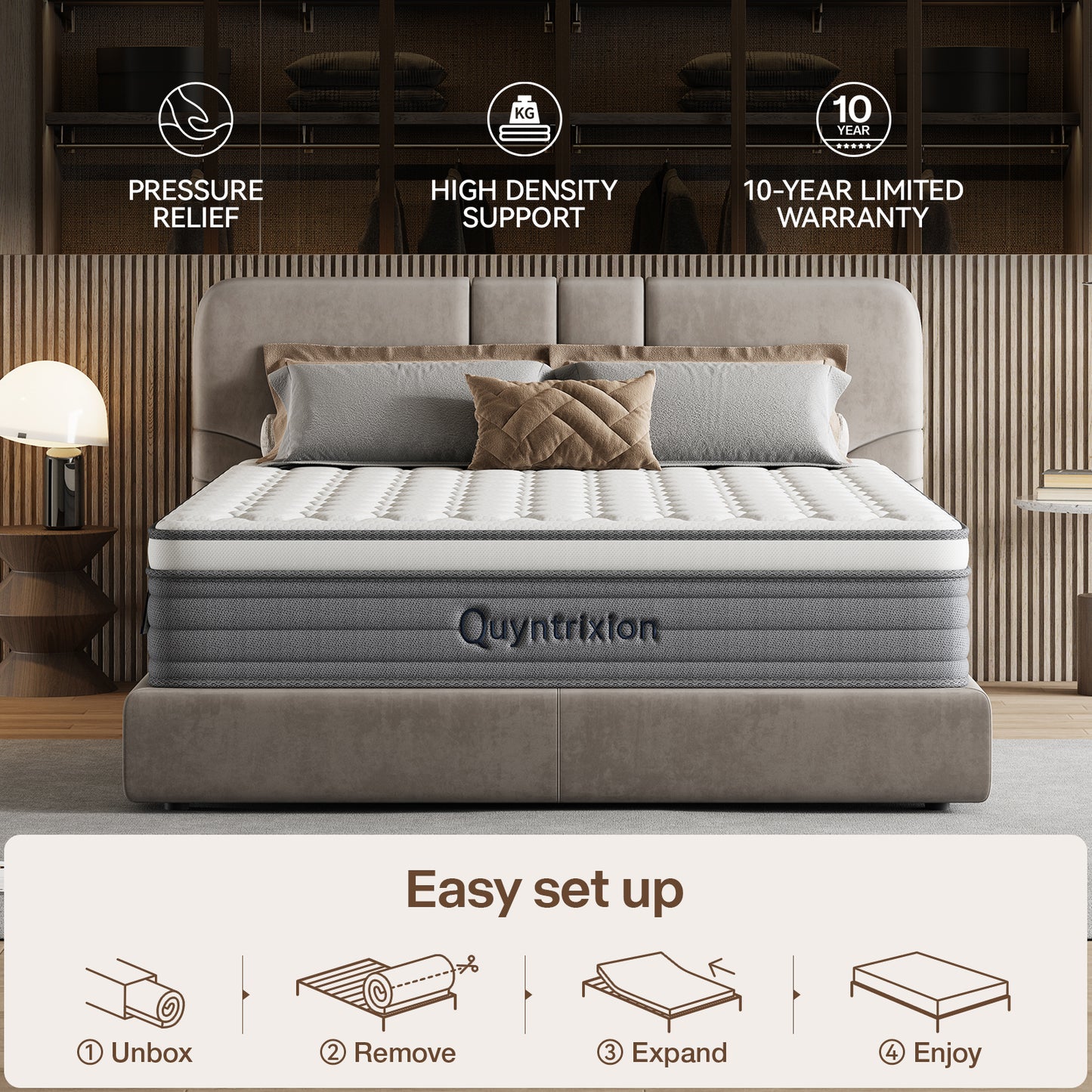 Dranite 12" King, Gel Infused Memory Foam and Pocket Spring Hybrid Mattress in a Box, Adult