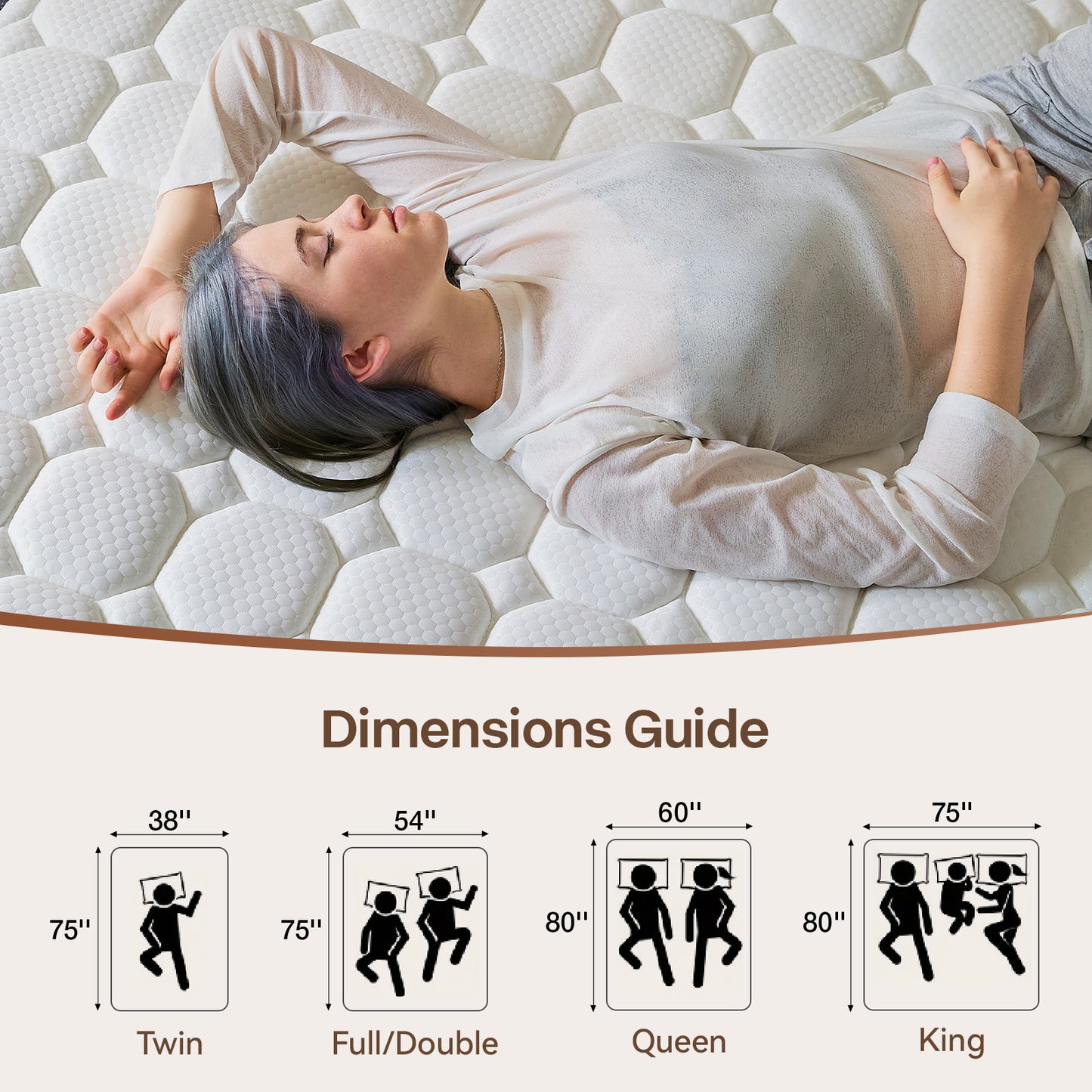 Dranite 12" King, Gel Infused Memory Foam and Pocket Spring Hybrid Mattress in a Box, Adult